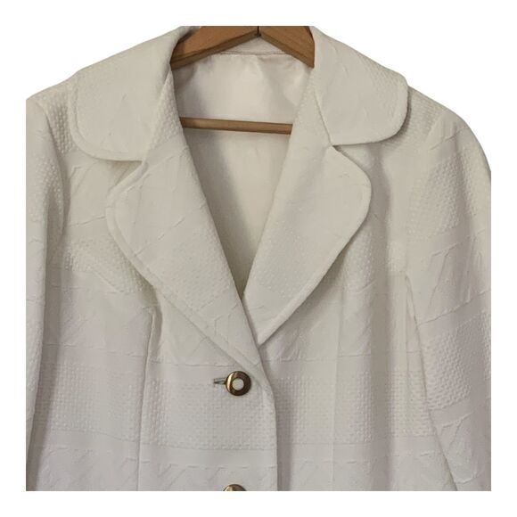 Vintage 70s 3 Piece Suit Women's SZ 12 Winter White Polyester Jacket Skirt Pants - Picture 4 of 16